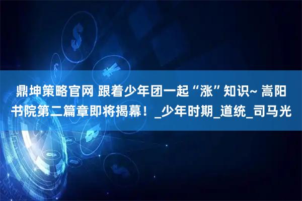鼎坤策略官网 跟着少年团一起“涨”知识~ 嵩阳书院第二篇章即将揭幕！_少年时期_道统_司马光