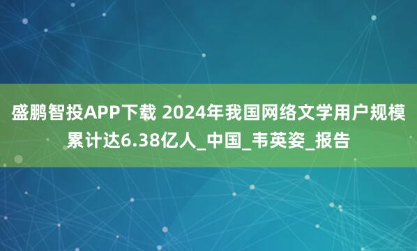 盛鹏智投APP下载 2024年我国网络文学用户规模累计达6.38亿人_中国_韦英姿_报告