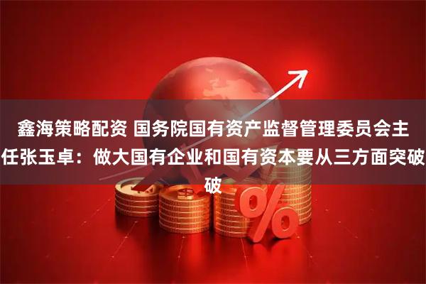 鑫海策略配资 国务院国有资产监督管理委员会主任张玉卓：做大国有企业和国有资本要从三方面突破